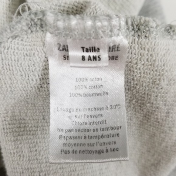 Zadig &Voltaire light heather gray studded butterfly rolled hem top girls size 8 - Picture 7 of 8